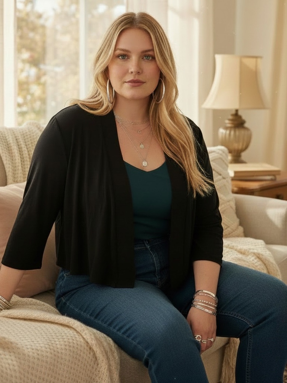 In Every Story Black Open-Front Women’s Cardigan, 3X